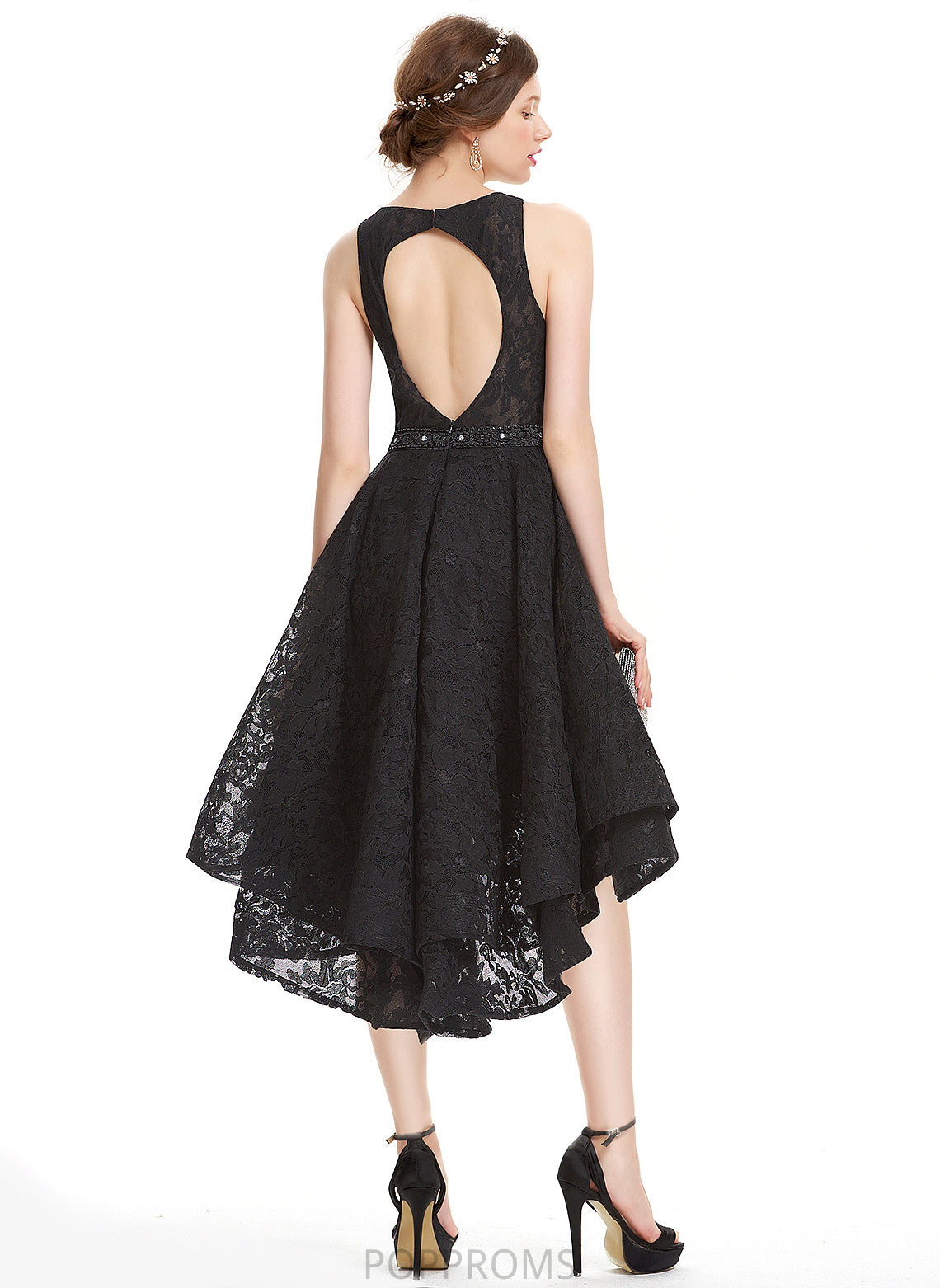 Homecoming Dresses Scoop Neck With Beading Dress Homecoming Carolyn A-Line Asymmetrical Lace Lace