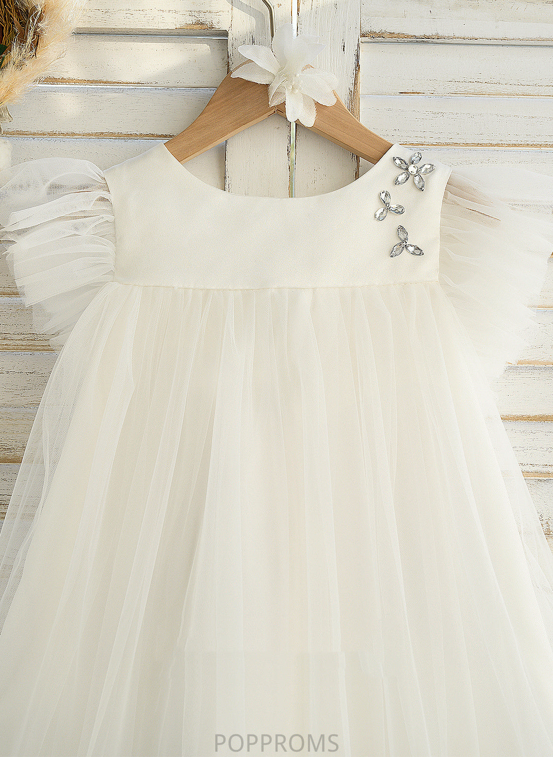 Neck Flower Knee-length Satin/Tulle - Sleeveless Maureen Girl Ruffles With Dress A-Line Flower Girl Dresses Scoop