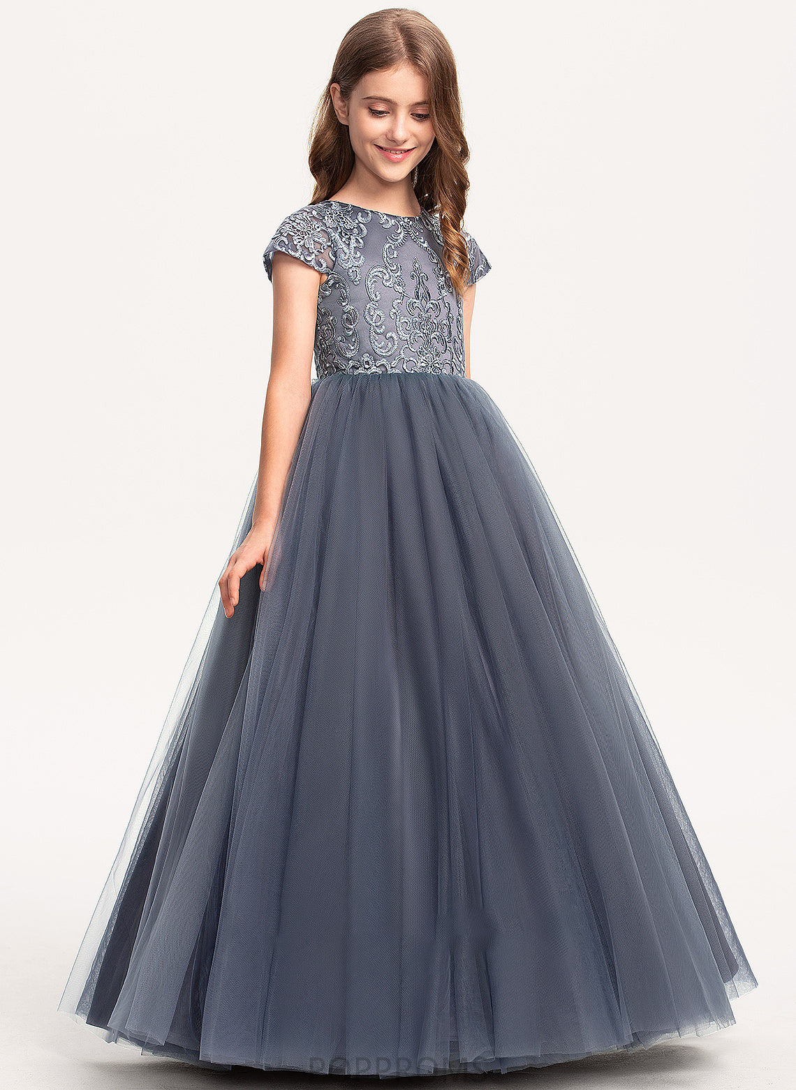 Tulle Lace Junior Bridesmaid Dresses Floor-Length Areli Ball-Gown/Princess Neck Scoop