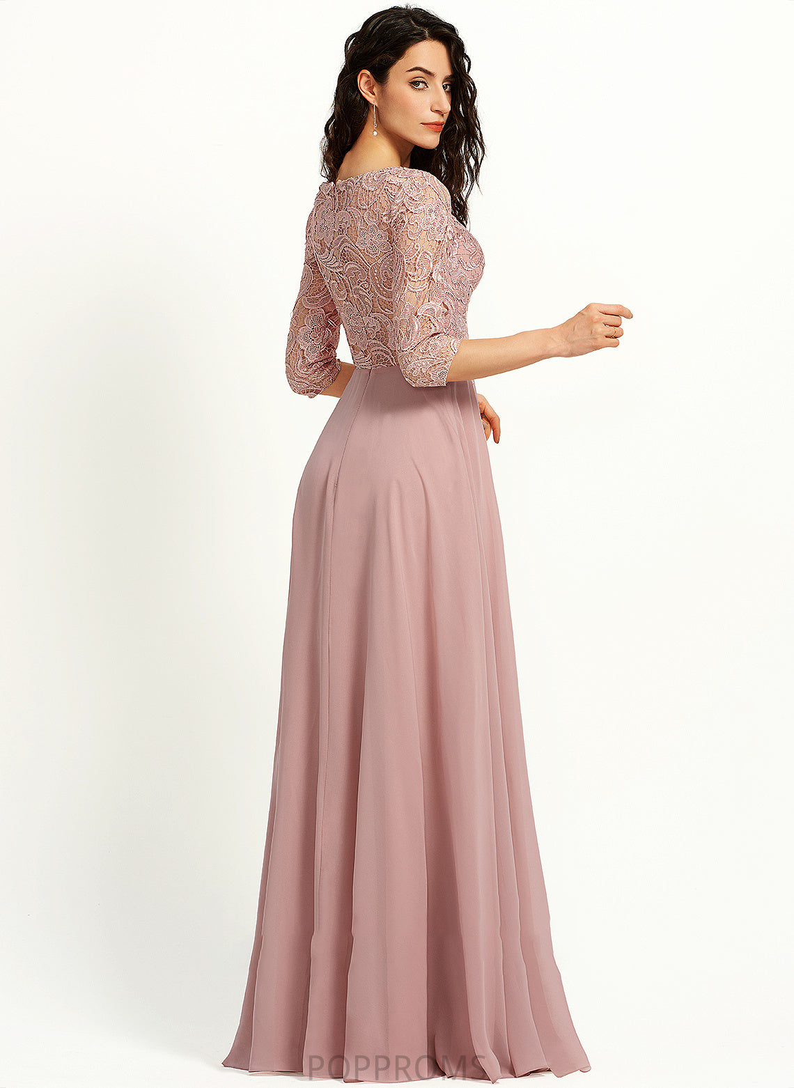 Floor-Length SplitFront Neckline A-Line Embellishment Silhouette ScoopNeck Length Fabric Joy Straps Natural Waist Bridesmaid Dresses