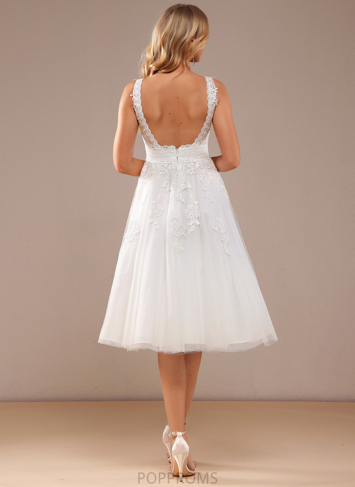 V-neck Natalia Dress Tulle Knee-Length A-Line Lace Wedding Dresses Wedding