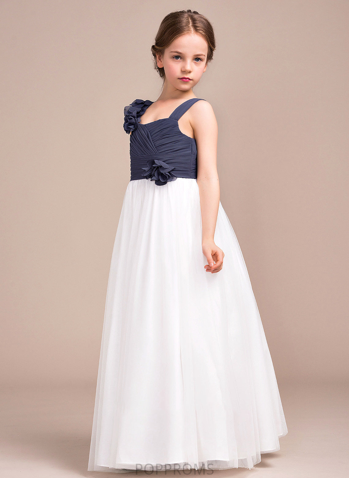 With Tulle Floor-Length Flower(s) Chiffon Junior Bridesmaid Dresses Sweetheart A-Line Ruffle Mina