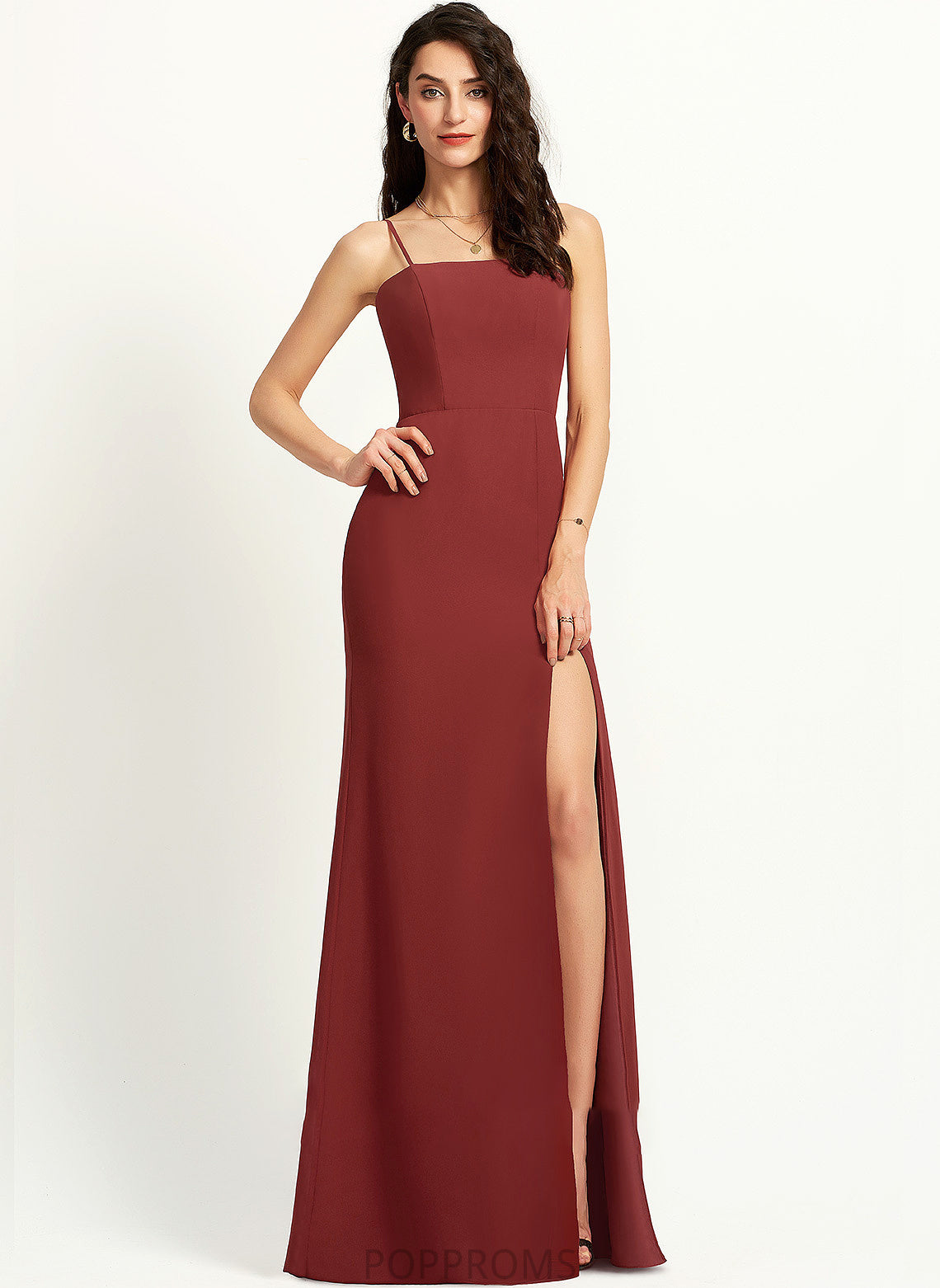 With Split Sheath/Column Prom Dresses Neckline Square Front Trudie Floor-Length