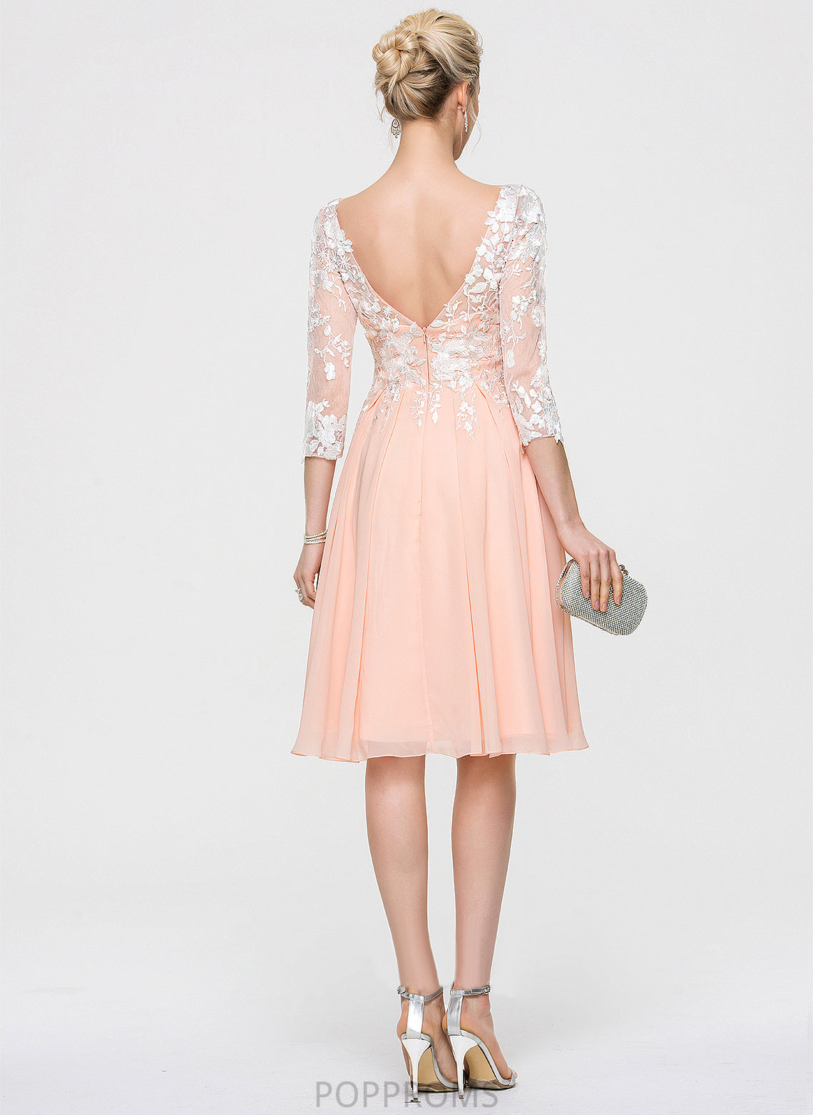 Chiffon Dress Scoop Wedding Dresses A-Line Wedding Winnie Knee-Length Lace