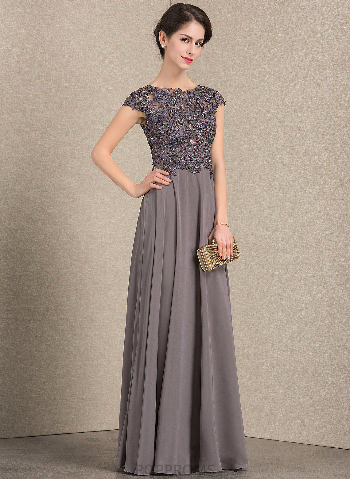 Chiffon Mother Floor-Length of Mother of the Bride Dresses Scoop Neck Beading With A-Line Nathalia Bride the Lace Dress