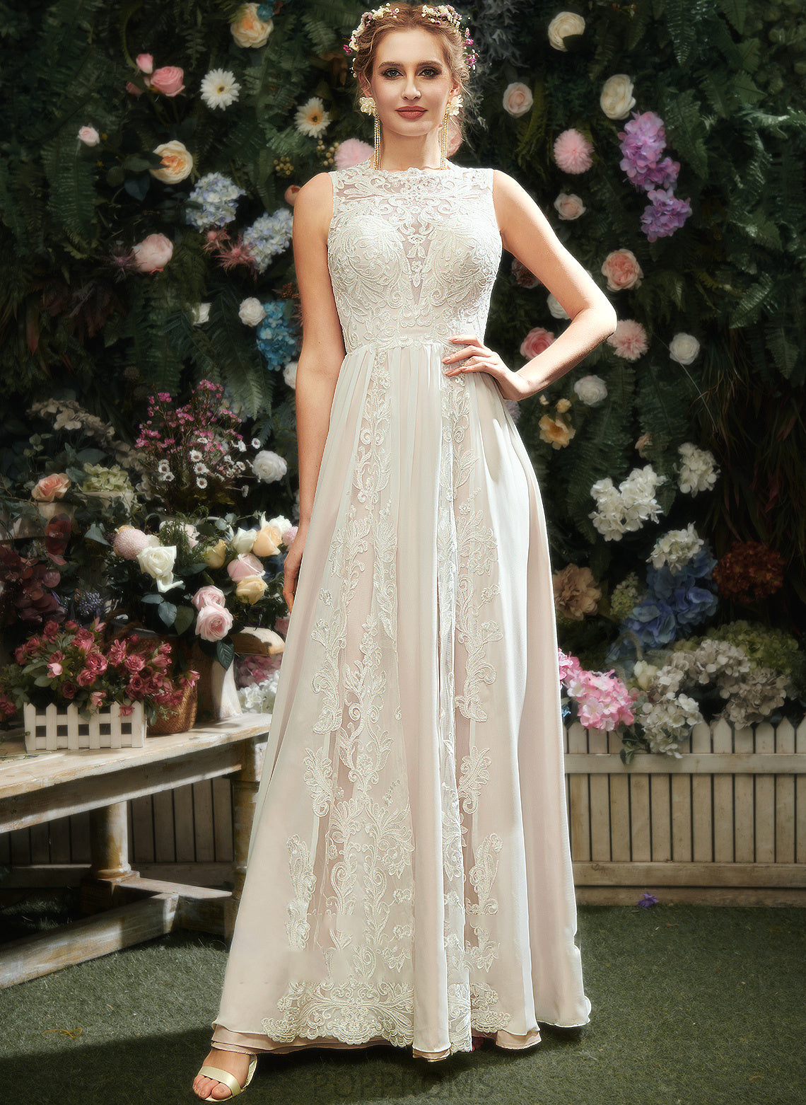 Wedding Dress Neck Lace Wedding Dresses Brenda Scoop With A-Line Floor-Length