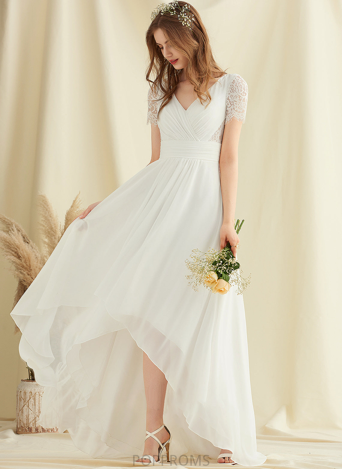 Wedding A-Line Dress Wedding Dresses Parker Chiffon Lace Asymmetrical V-neck