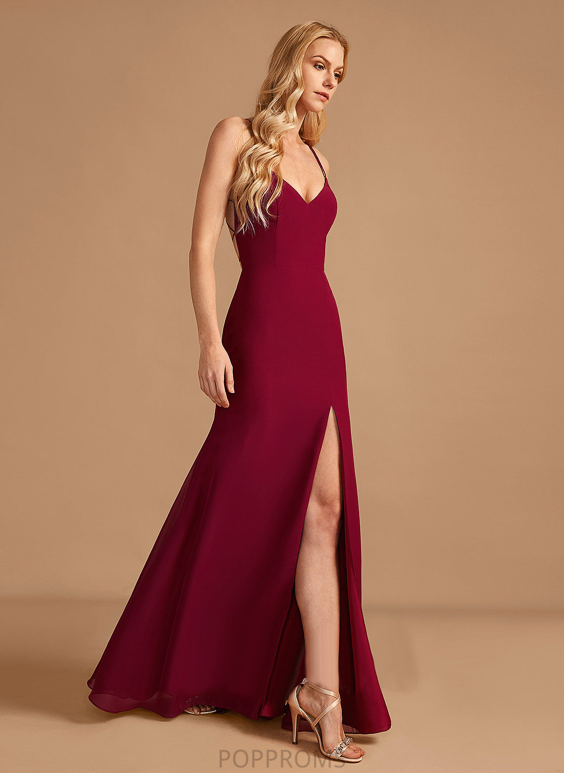 Length Silhouette Trumpet/Mermaid SplitFront Floor-Length Neckline Fabric Embellishment V-neck Genesis Sleeveless Floor Length Bridesmaid Dresses