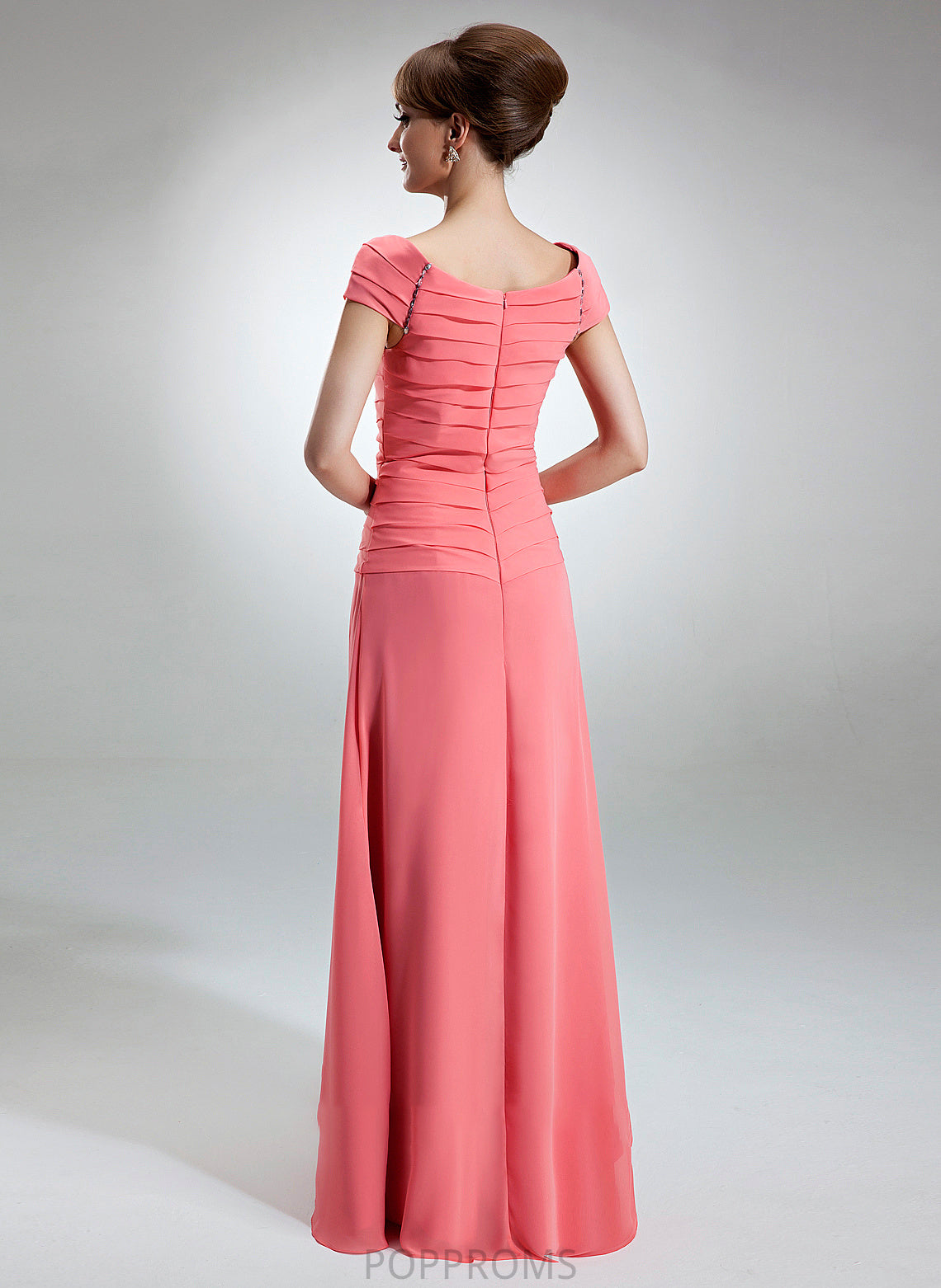 Bride Floor-Length the A-Line Ruffle Beading With Dress Scoop Mother of the Bride Dresses Chiffon of Ina Mother Neck