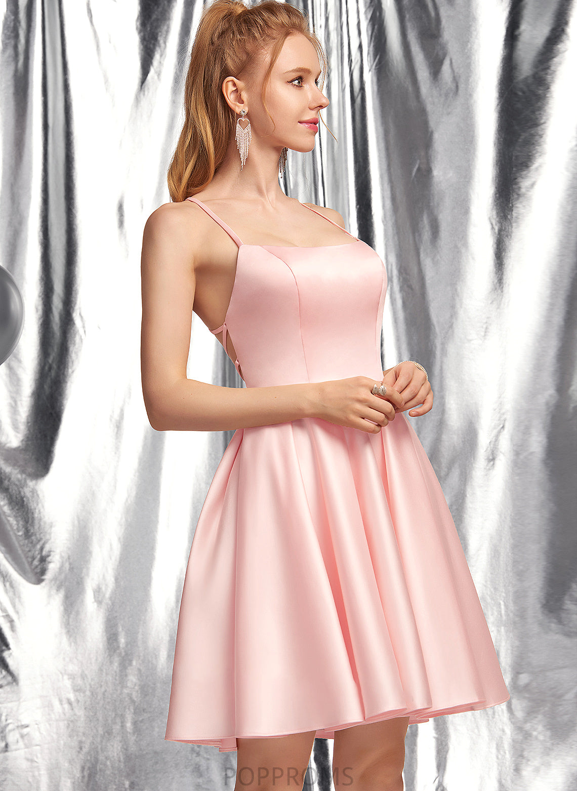 Prom Dresses Satin Martina A-Line Neckline Square Short/Mini