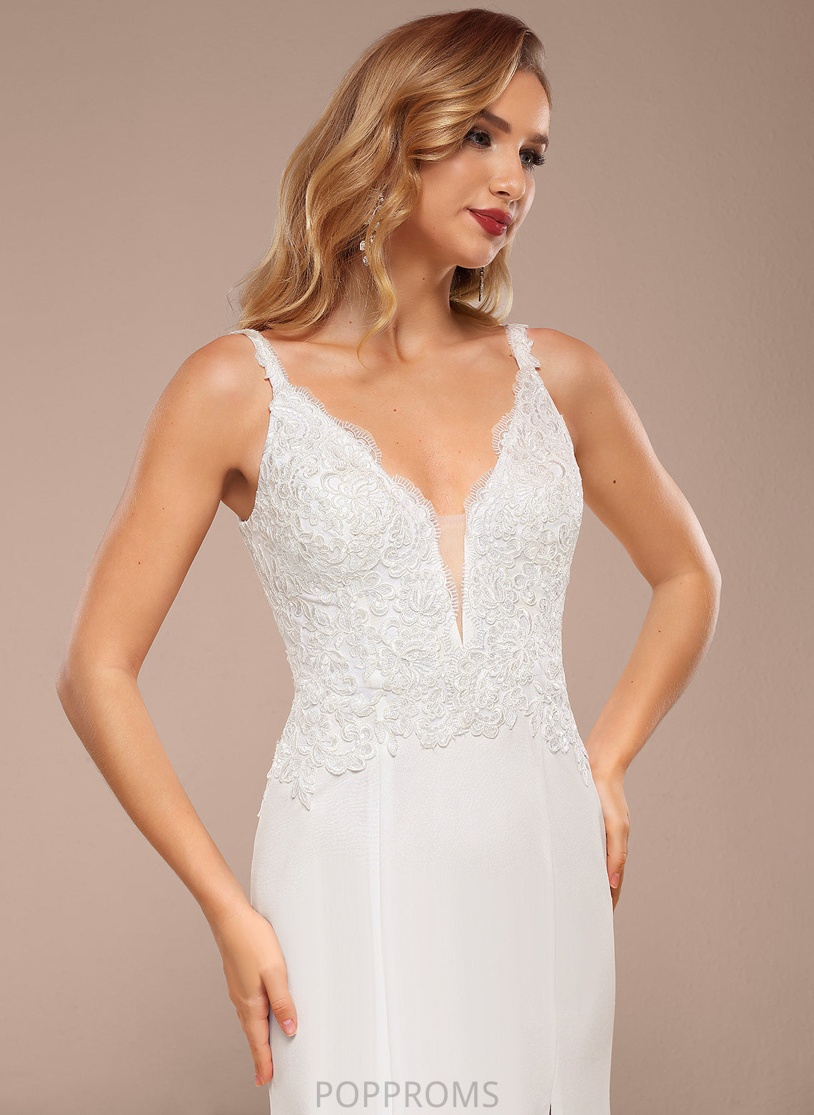 Train Sweep Wedding Kaleigh Dress Wedding Dresses Chiffon V-neck Trumpet/Mermaid Sequins Lace With