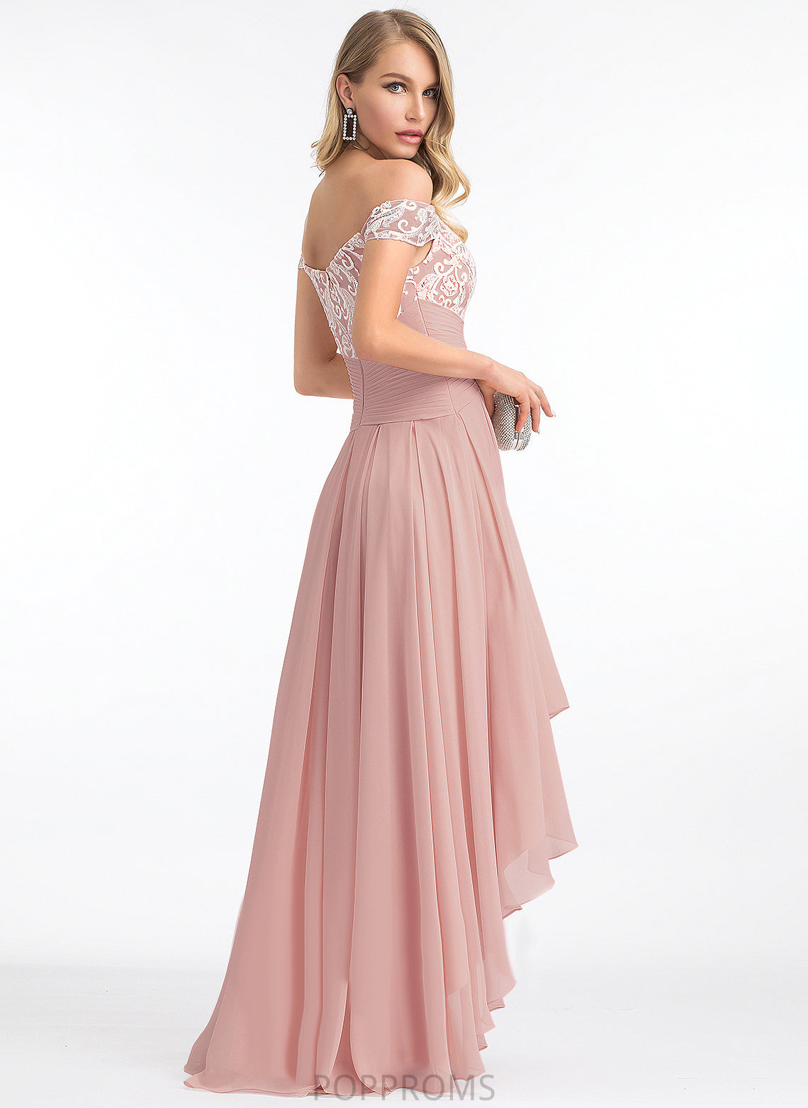 Asymmetrical Pleated Off-the-Shoulder Dress Wedding With Athena Chiffon Wedding Dresses A-Line Lace