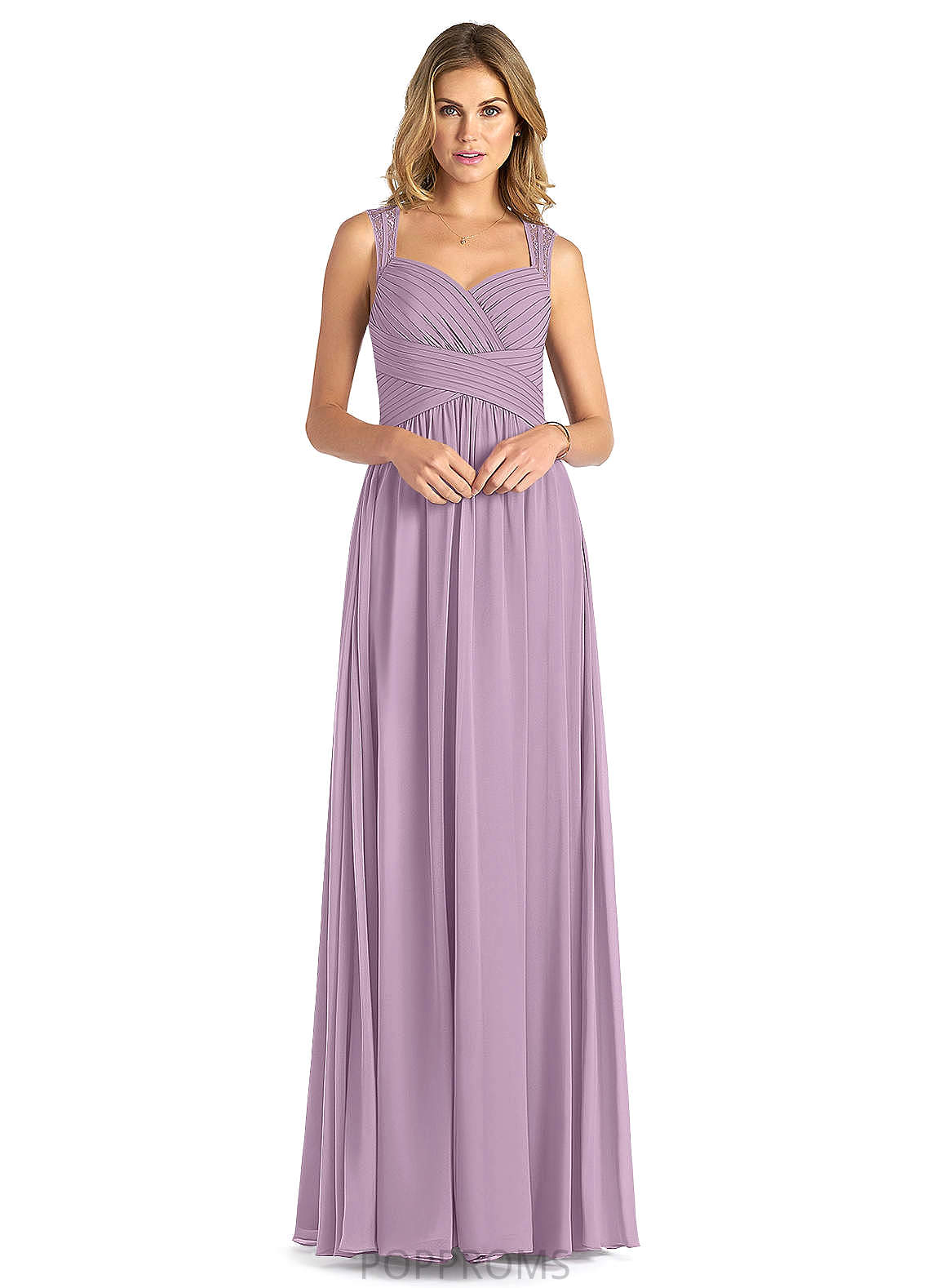 Yvonne Sleeveless Natural Waist A-Line/Princess Floor Length Halter Bridesmaid Dresses