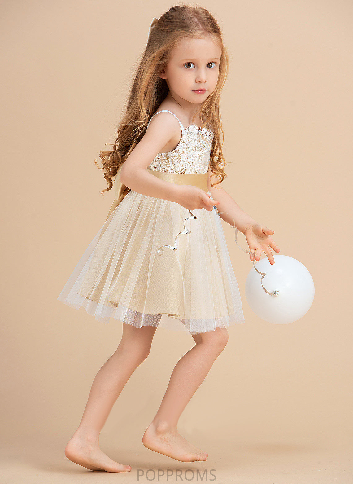 Tulle/Lace Sleeveless sash) With Knee-length Diamond A-Line/Princess Flower Girl Dresses Sash/Bow(s) Straps Girl (Undetachable Dress - Flower