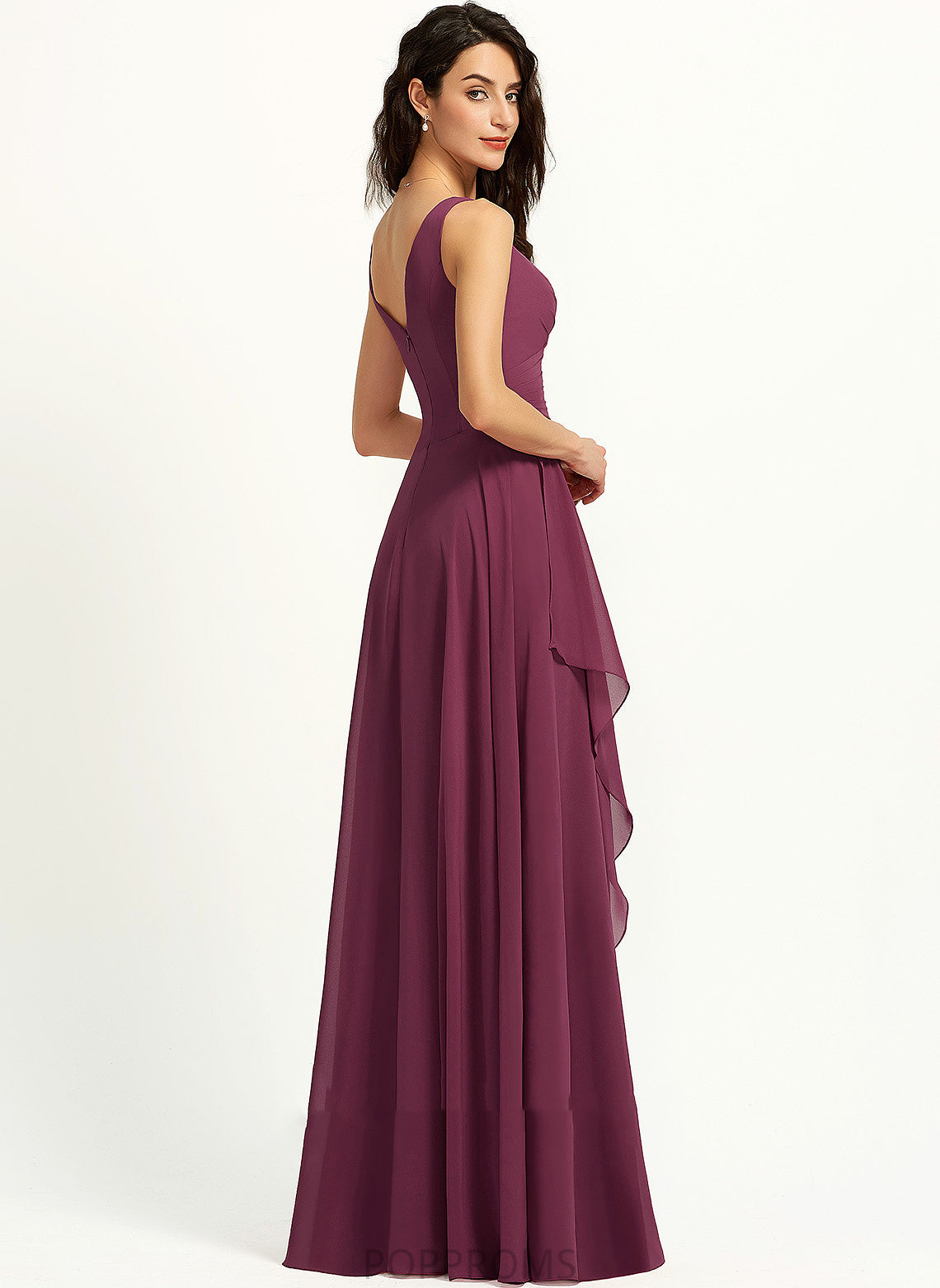 V-neck SplitFront Fabric Floor-Length Neckline Length A-Line Silhouette Embellishment Allie Scoop A-Line/Princess Bridesmaid Dresses