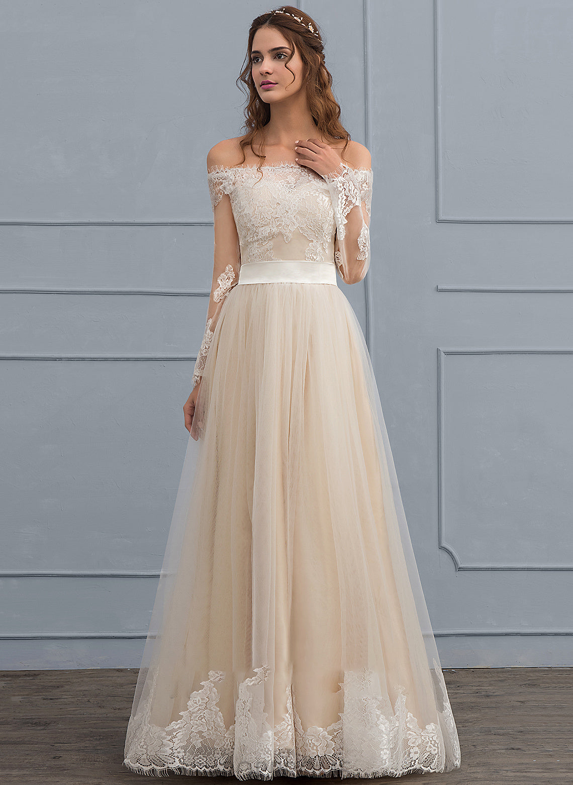 A-Line Floor-Length Dress Lace Tulle Wedding Wedding Dresses Arianna