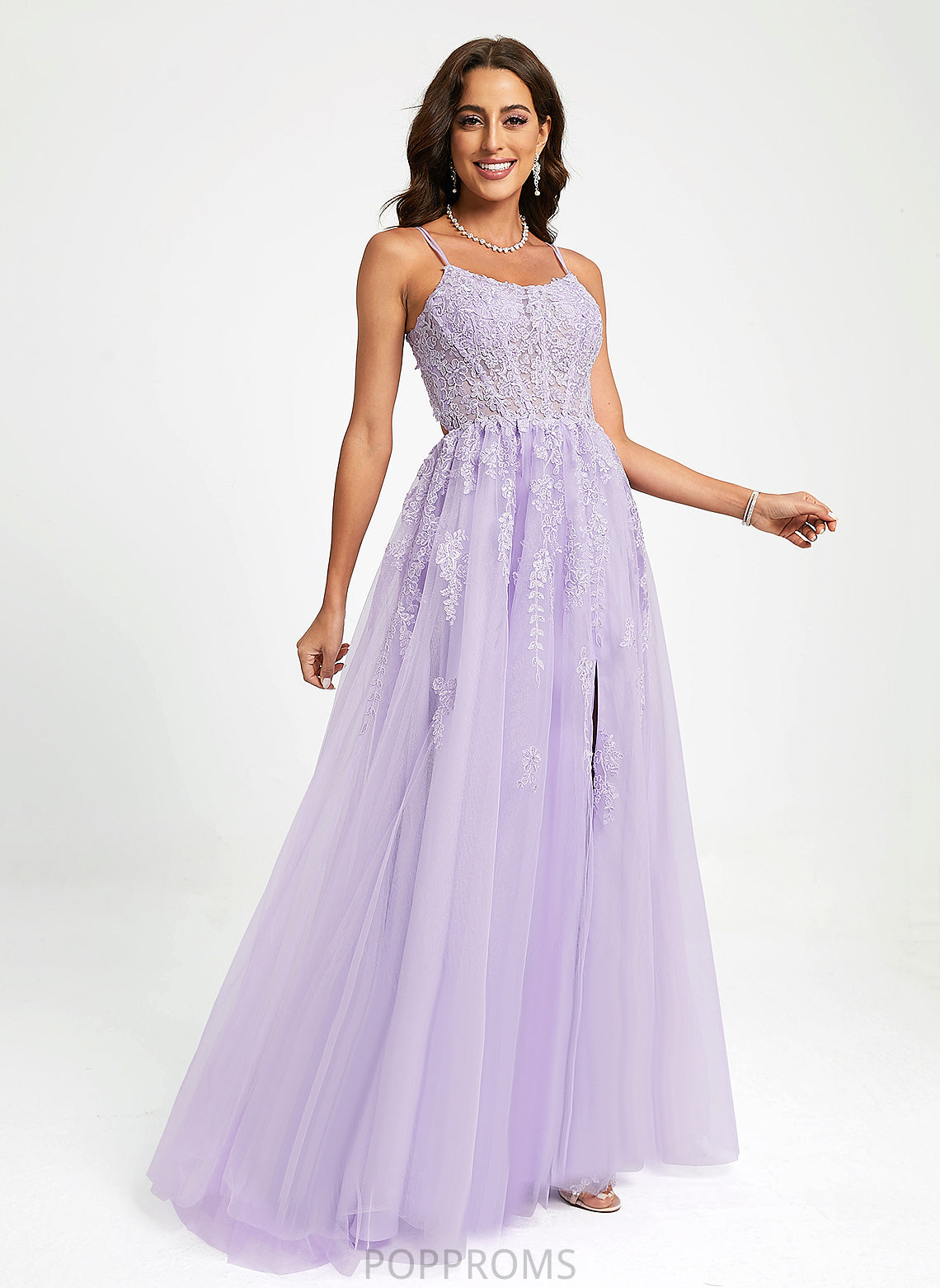 With Sweep Tulle Lace Train Lydia Prom Dresses Sequins Ball-Gown/Princess Scoop