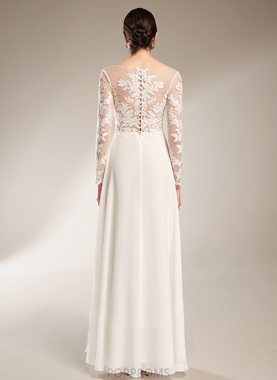 Wedding Alyvia Wedding Dresses V-neck Chiffon Dress Floor-Length A-Line Lace