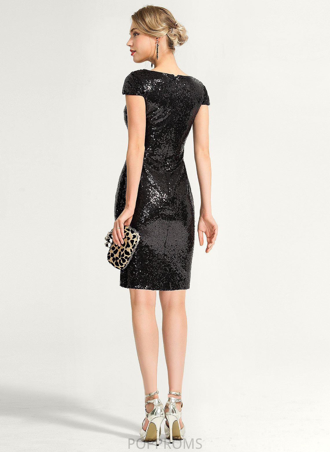 Cocktail Dresses Knee-Length Neck Cocktail Dress Sequined Aleena Cowl Sheath/Column