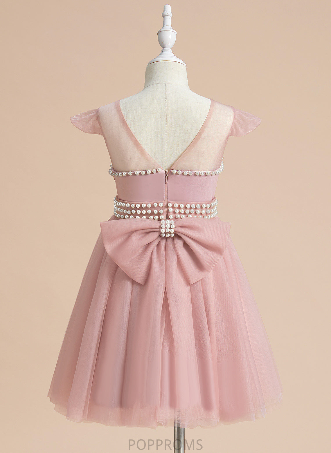 Beading/Bow(s) Flower Girl Dresses Knee-length Scoop - A-Line With Girl Flower Sleeveless Satin/Tulle Carissa Neck Dress