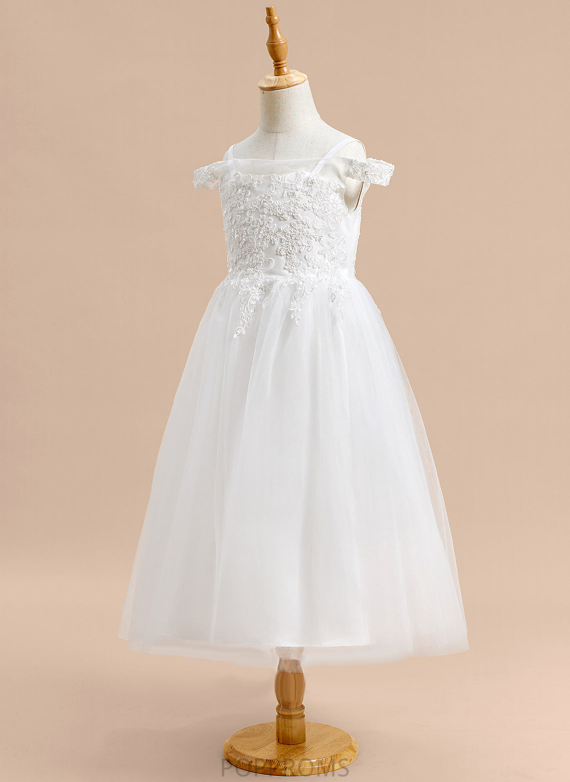 Dress Off-the-Shoulder Sleeveless Lace Tulle Flower Girl - Flower Girl Dresses Dania A-Line Tea-length With