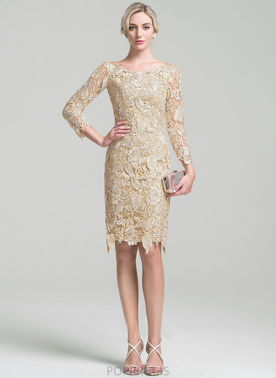 Dress the Knee-Length Mother Bride of Scoop Zaniyah Lace Mother of the Bride Dresses Sheath/Column Neck