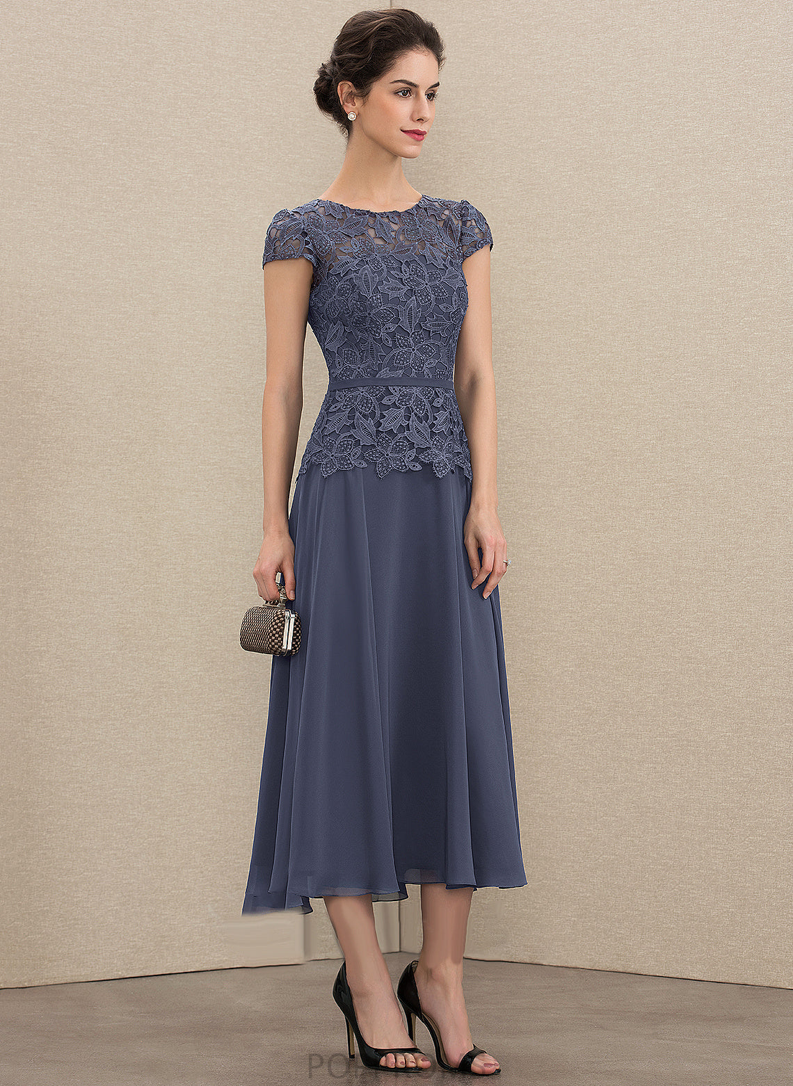 Neck A-Line Lace of Tea-Length Araceli Dress the Mother Bride Chiffon Mother of the Bride Dresses Scoop