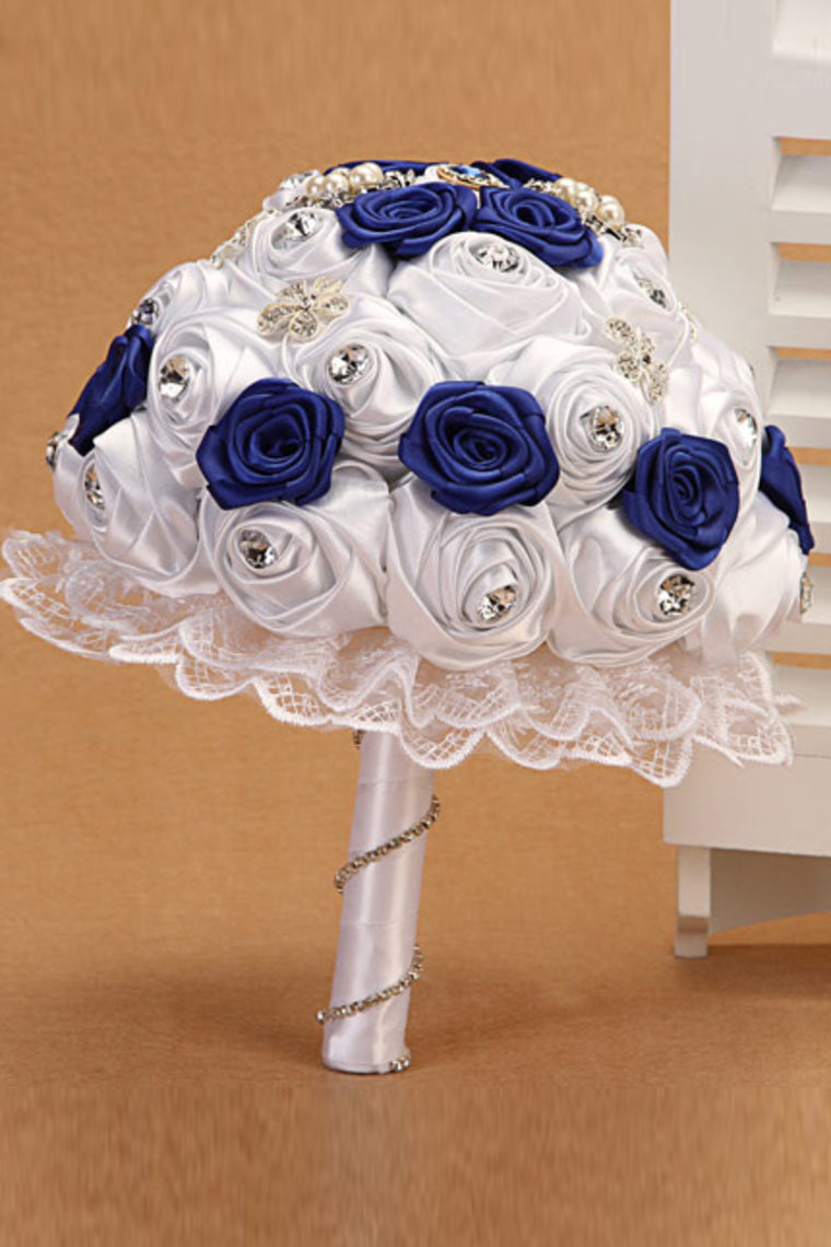 Round Roses Pearl Crystal Roses Wedding Bouquet (26*22cm)