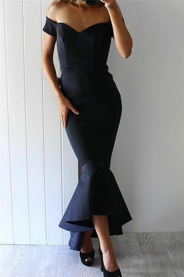 Simple Off The Shoulder Sheath Memraid Elegant Long Prom Dresses