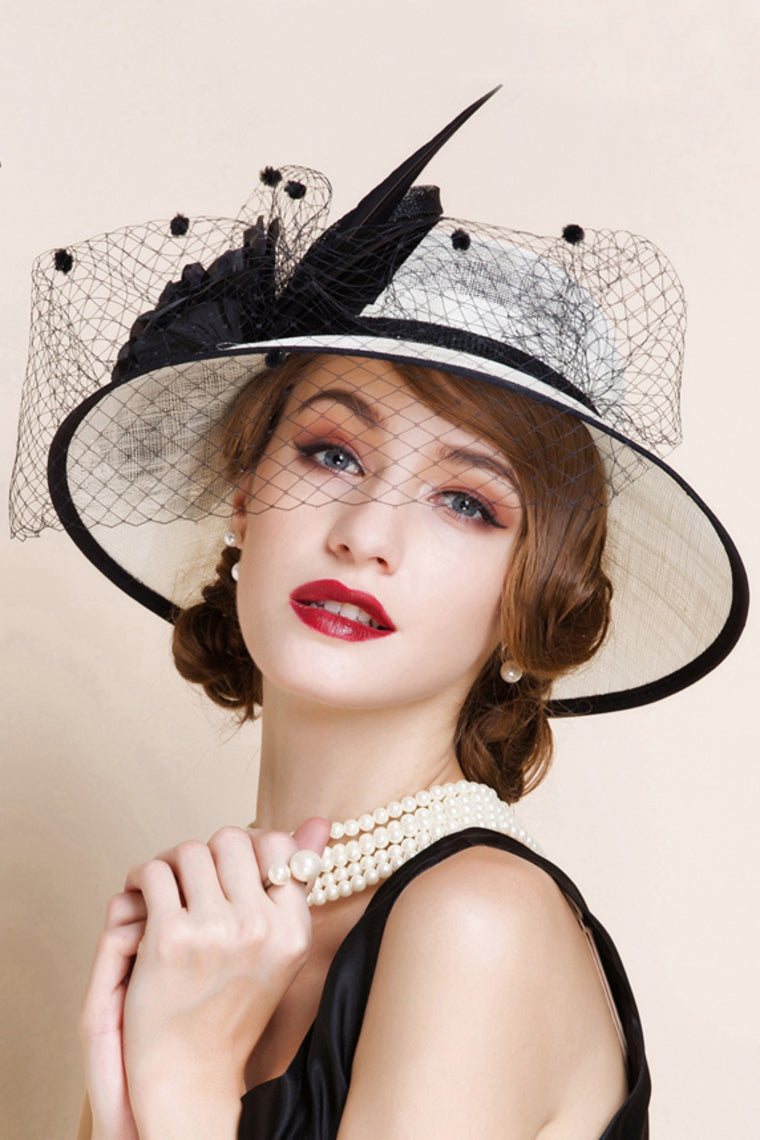 Ladies' Elegant Cambric/Net Yarn With Bowler/Cloche Hat