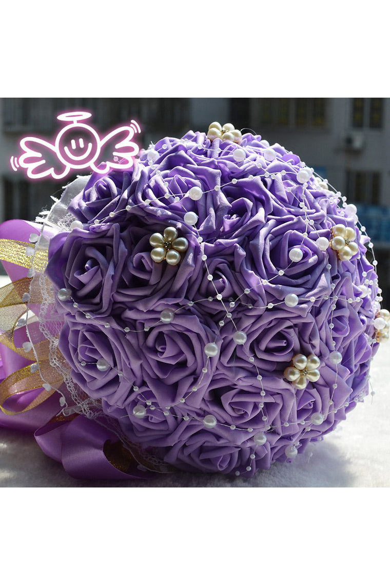 Sweet Round Satin/Silk Bridal Bouquets