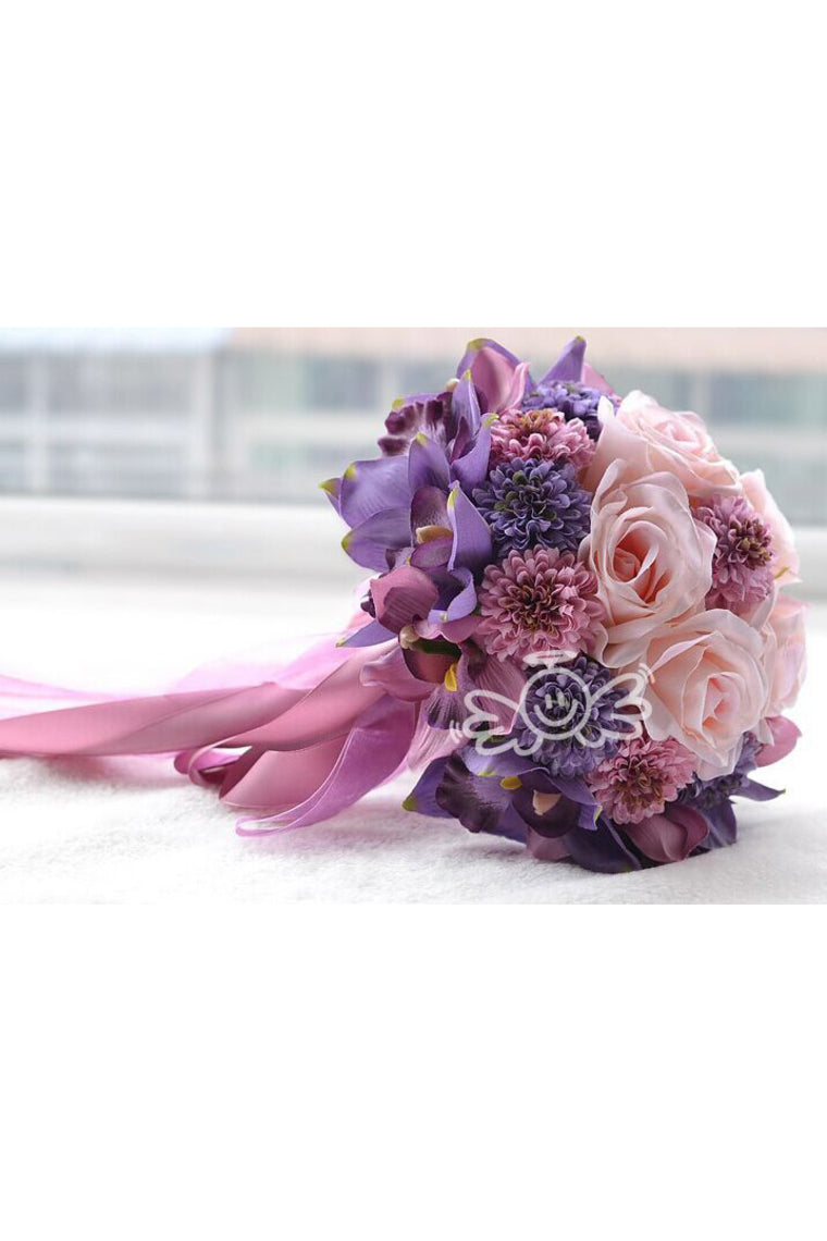 Charming Round Ribbon Bridal Bouquets