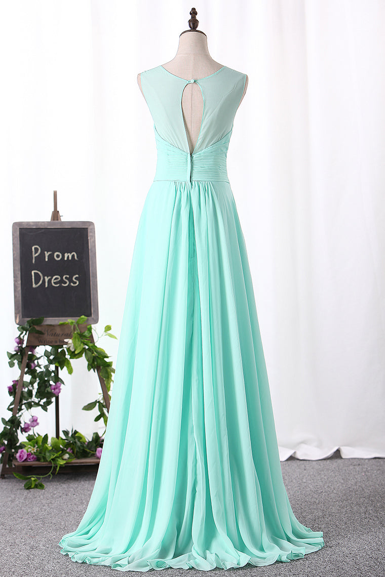 2024 Chiffon A Line Straps Bridesmaid Dresses Ruched Bodice