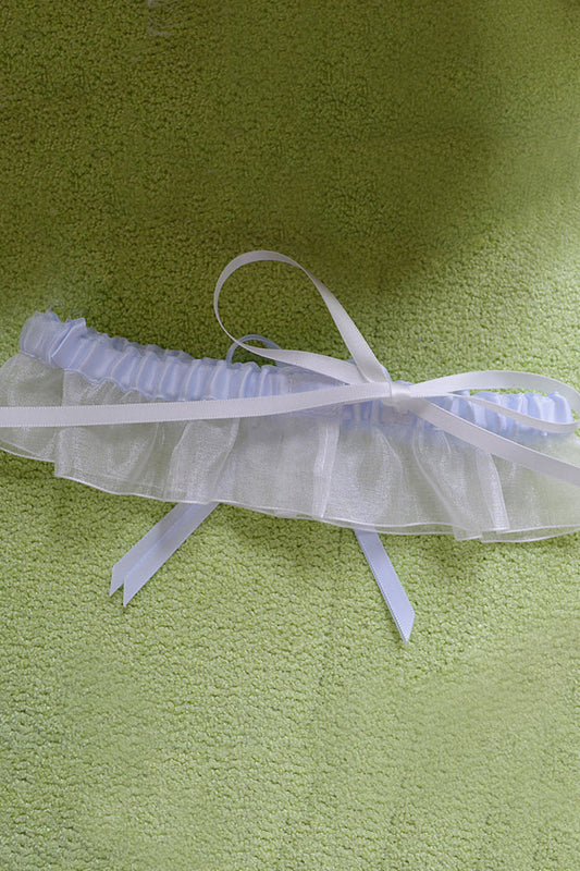 Elegant Organza With Pearl Wedding Garters