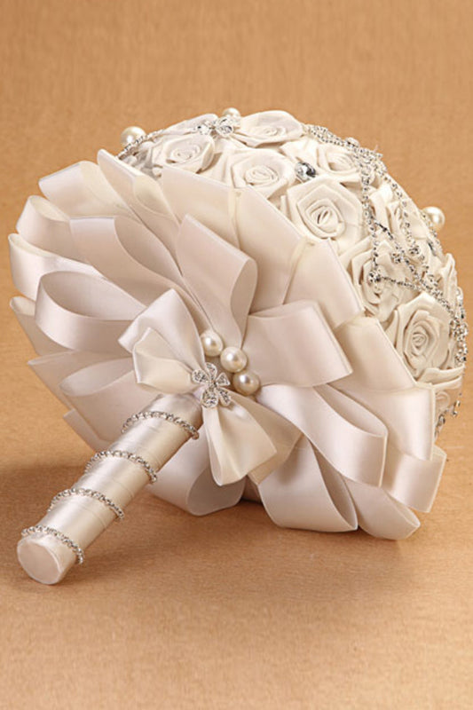 White Rhinestone Crystal Roses Wedding Flowers Bridal Bouquet (30*26cm)