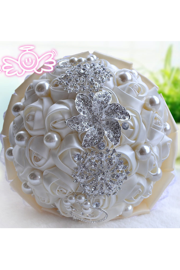 Shiny/Fascinating Round Satin Bridal Bouquets