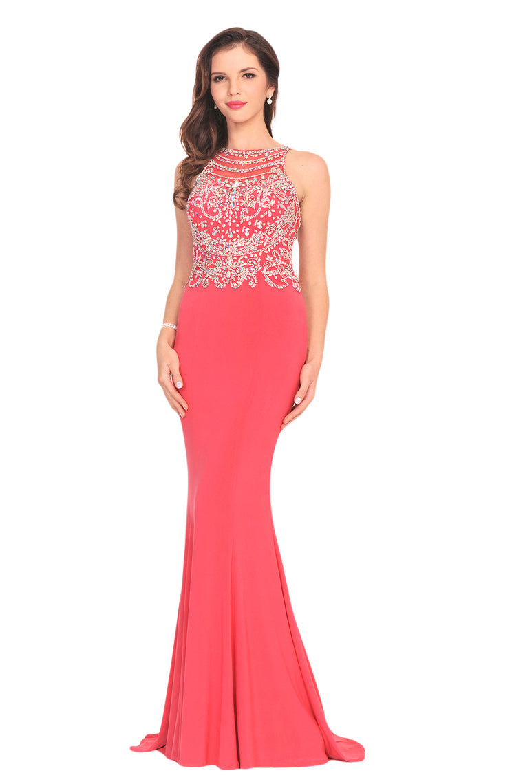 2024 Spandex Scoop With Beading Prom Dresses Mermaid Sweep Train