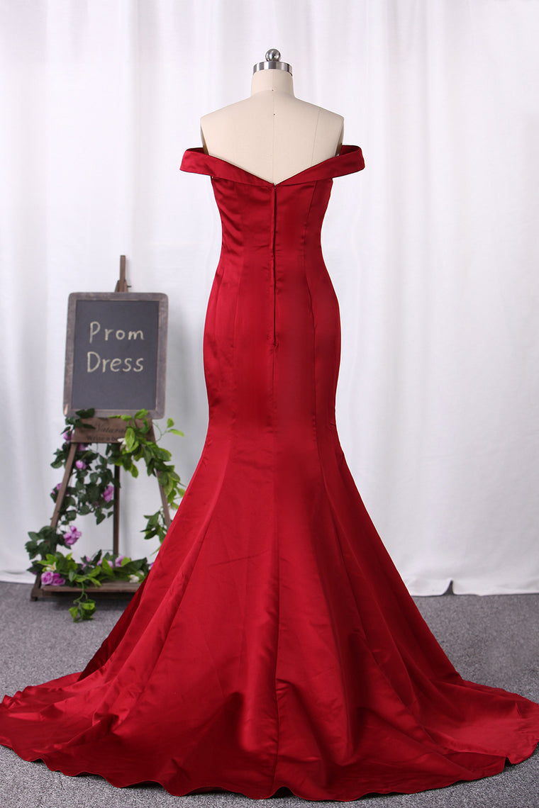 2024 New Arrival Off The Shoulder Satin Mermaid Evening Dresses