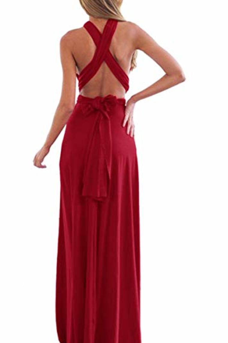 Sexy Variety-Style Elegant V-Neck Pleated Pleated Evening Sleeveless  Back Cross Bridesmaid  Dresses