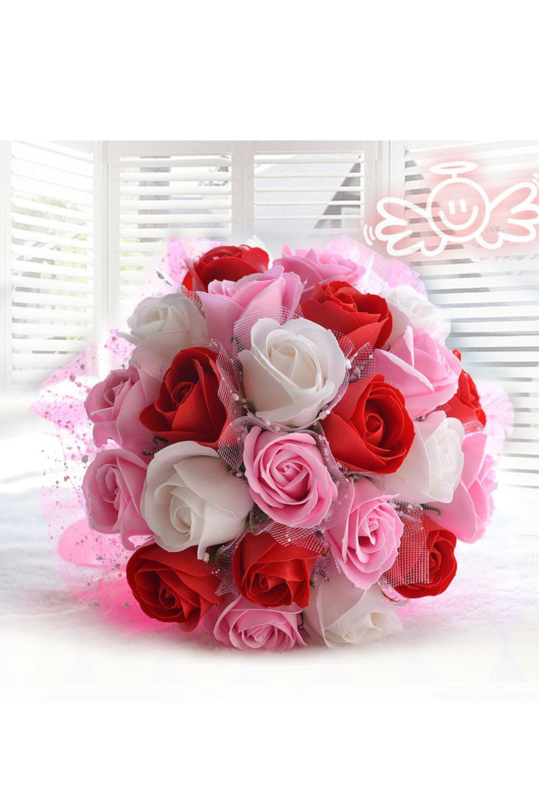 Lovely Round Satin Bridal Bouquets