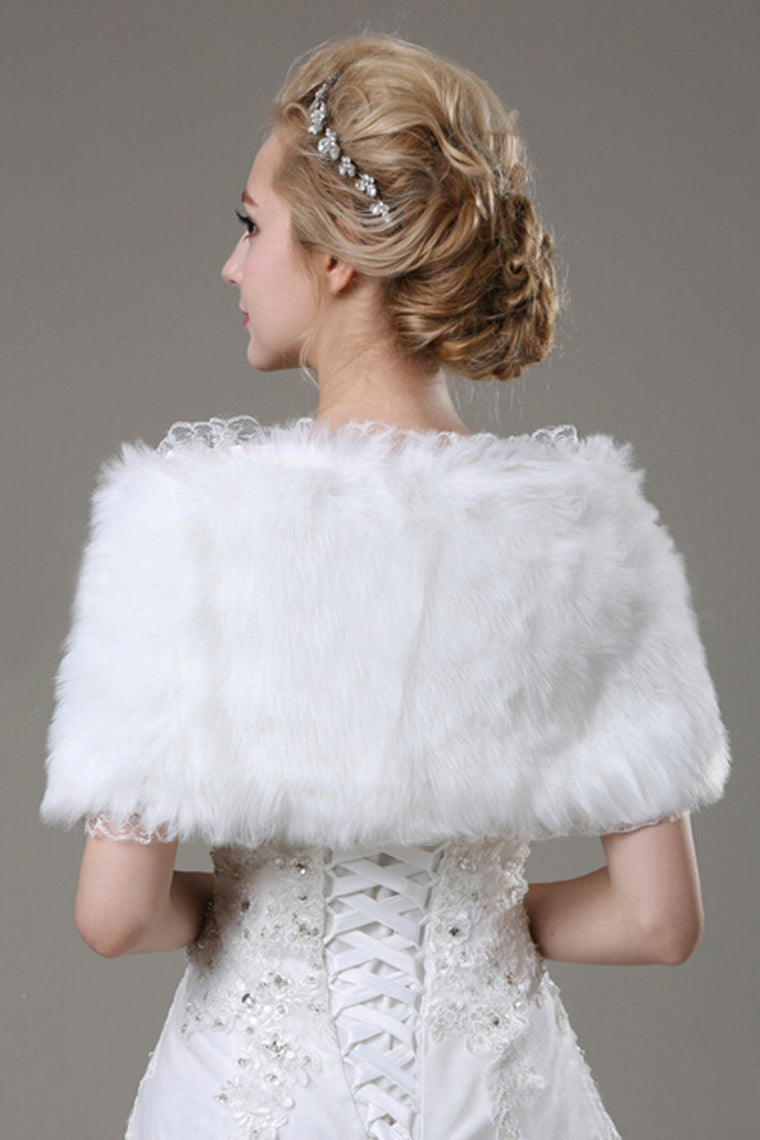 Fabulous Faux Fur Wedding Wrap With Bow Knot