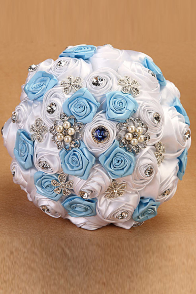 Round Roses Pearl Crystal Roses Wedding Bouquet (26*22cm)