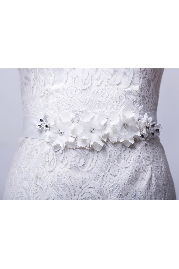 Fabulous Satin Wedding/Evening Ribbon Sash With Handmade Flowers