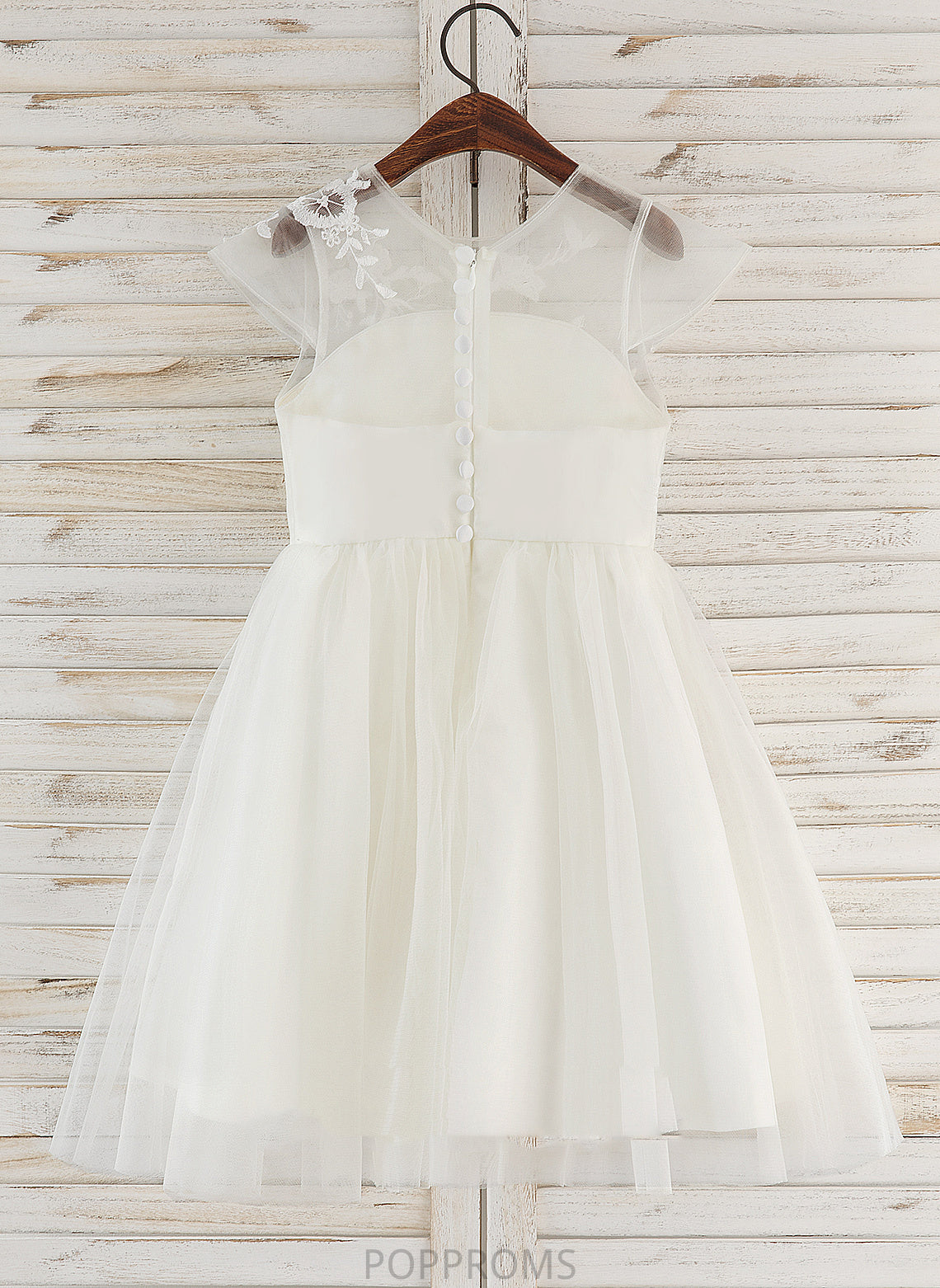 Tulle/Lace Girl Scoop Sleeveless A-Line Dress Flower Girl Dresses - Knee-length Laney Flower Neck