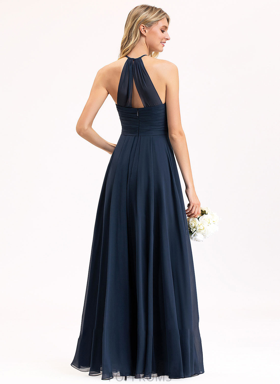 Length Neckline A-Line Ruffle Silhouette Floor-Length Fabric ScoopNeck Embellishment Renata Sleeveless Stretch Satin Bridesmaid Dresses