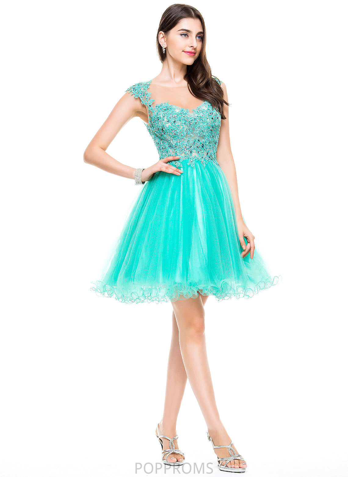 Beading Homecoming Lace Homecoming Dresses Sequins Appliques Tulle Roselyn A-Line Sweetheart Short/Mini Dress With