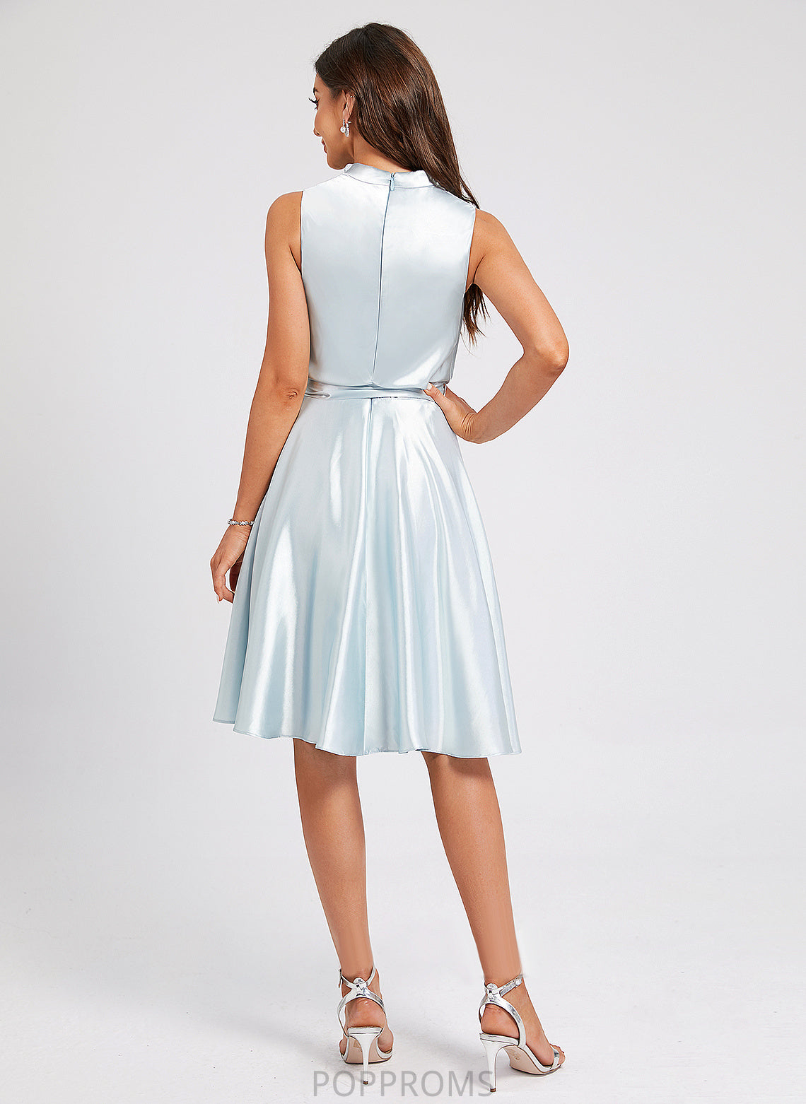 A-Line Knee-Length Neck Jenny Sash With Cocktail Cocktail Dresses Charmeuse Cowl Pockets Dress