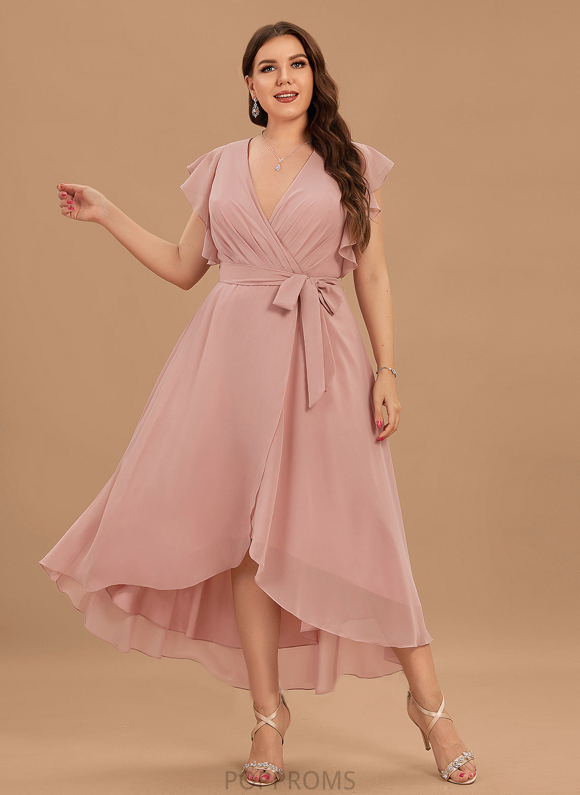 Cocktail Chiffon Alexandra Cocktail Dresses Dress Asymmetrical Ruffle With A-Line V-neck