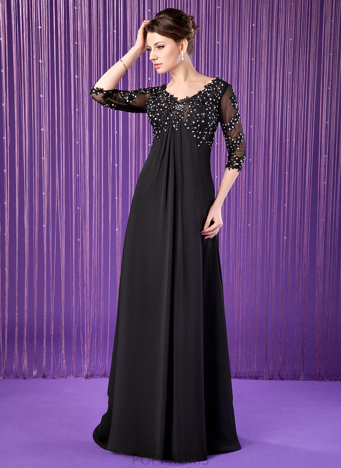 of Mother of the Bride Dresses Train Sweep Mother Chiffon Lace Natalie Dress Bride the Empire Beading With V-neck