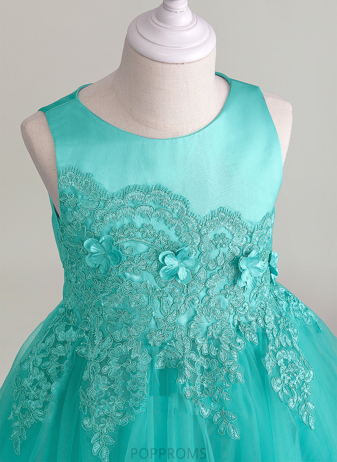 Satin/Tulle/Lace Scoop A-Line Addison Flower(s) Neck Flower - Flower Girl Dresses With Girl Sleeveless Knee-length Dress